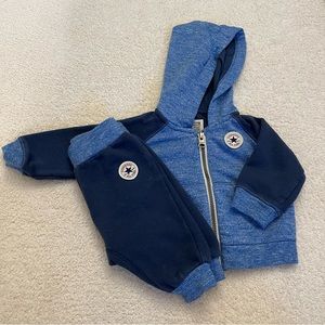 Converse All Star Baby Boy Blue Zip-up Hoodie Set w/Sweatpants Size 3/6 months